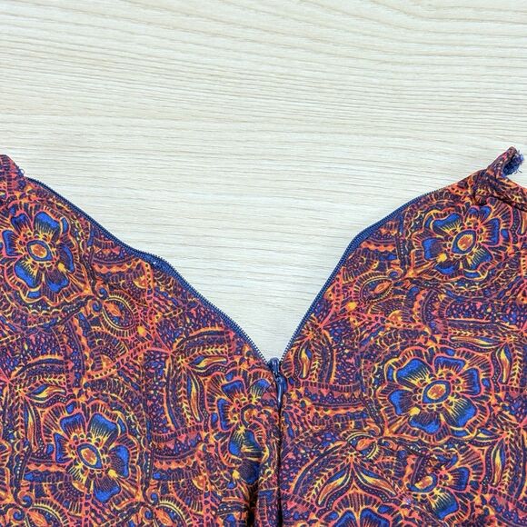 Abercrombie & Fitch Red Skater Mini Dress Fit-n-Flare Floral Boho Women's Sz S - Picture 5 of 11